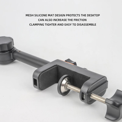 Holder, arm with table mount for microphone, phone, camera