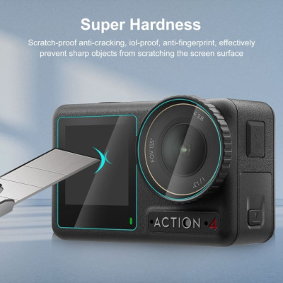 Tempered glass for lens and dipole protection for DJI Action 3, 4, 5 (transparent)