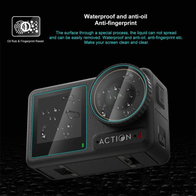 Tempered glass for lens and dipole protection for DJI Action 3, 4, 5 (transparent)