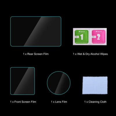 Tempered glass for lens and dipole protection for DJI Action 3, 4, 5 (transparent)