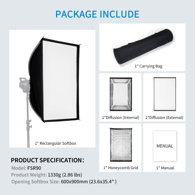 Softbox 35 x 160 cm , with Bowens mount, portable and foldable