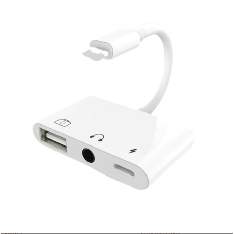 Adapter USB + 3.5 mm Jack + USB-C for devices with Lichtning connector (Iphone)