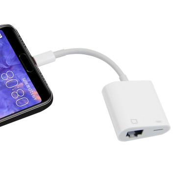 Adaptér Lightning ( Iphone ) + Ethernet port pro zařízení s Litghtning konektorem