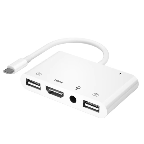 Adaptér s Lightning konektoru na HDTV digitální AV adaptér, dvojitý USB/OTG hub pro iPhone/iPad