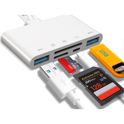 Čtečka SD/TF karet + 3 x USB + Lightning pro zařízení s Lightning konektorem