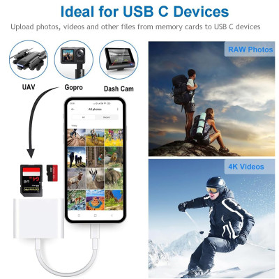 Čítačka pamäťových kariet SD, CF, TF pre zariadenia s konektorom USB-C