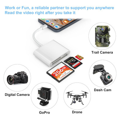 SD, CF, TF memory card reader for devices with USB-C connector