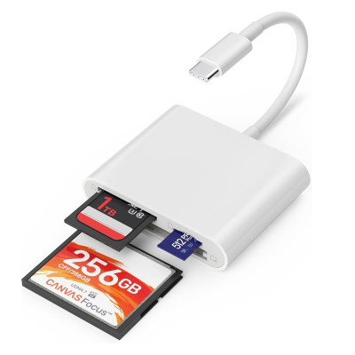 SD, CF, TF memory card reader for devices with USB-C connector