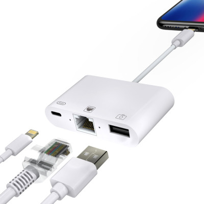 Adaptér RJ45 + USB + Lightning pro zařízení s Lightning konektorem