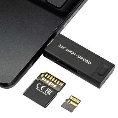 JJC Čtečka karet USB, USB-C, Micro USB - SD, micro SD, černá