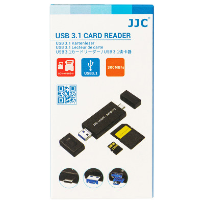 JJC USB čítačka kariet, USB-C, Micro USB - SD, micro SD, čierna