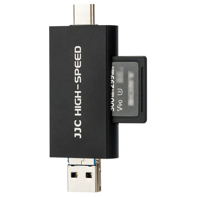 JJC Čtečka karet USB, USB-C, Micro USB - SD, micro SD, černá