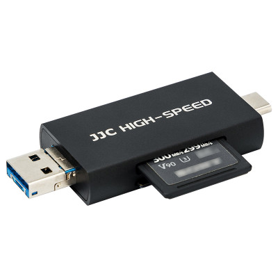JJC USB čítačka kariet, USB-C, Micro USB - SD, micro SD, čierna