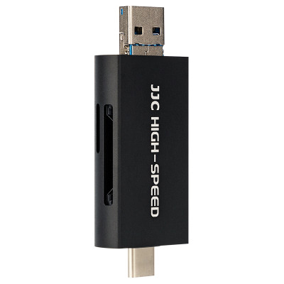 JJC USB čítačka kariet, USB-C, Micro USB - SD, micro SD, čierna
