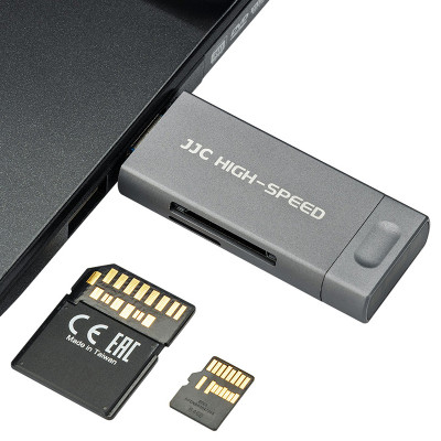 JJC USB čítačka kariet, USB-C, Micro USB - SD, micro SD, sivá