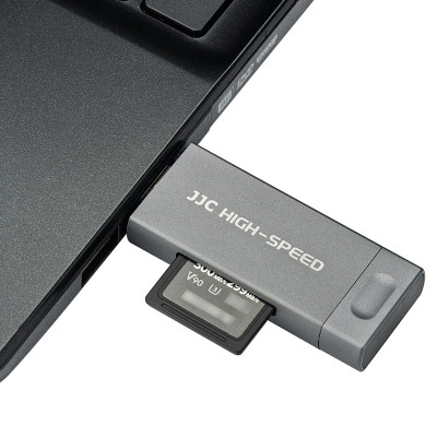 JJC Čtečka karet USB, USB-C, Micro USB - SD, micro SD, šedá