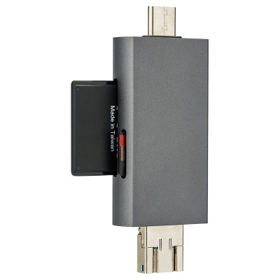 JJC USB čítačka kariet, USB-C, Micro USB - SD, micro SD, sivá