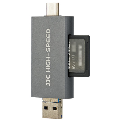 JJC USB čítačka kariet, USB-C, Micro USB - SD, micro SD, sivá