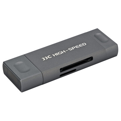 JJC USB čítačka kariet, USB-C, Micro USB - SD, micro SD, sivá