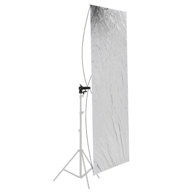 Studio photo reflector with swivel bracket, reflective panel ( white and silver ) 90 x 180 cm