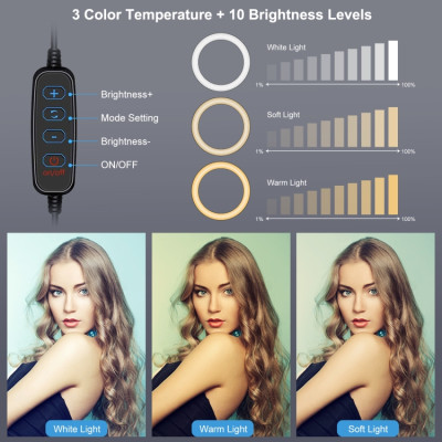 PULUZ 4,7 inch 12cm Round Light with clip for tablet, laptop, monitor