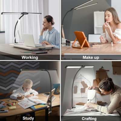 PULUZ Gooseneck LED table lamp with table clamp, 2x LED, gooseneck arm