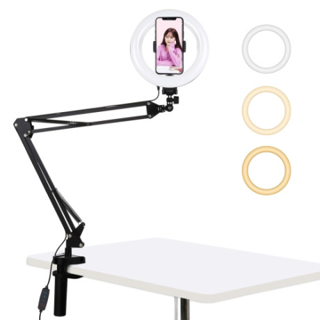 PULUZ 7.9 inch 20cm circular LED light with flexible arm with table mounting clamp