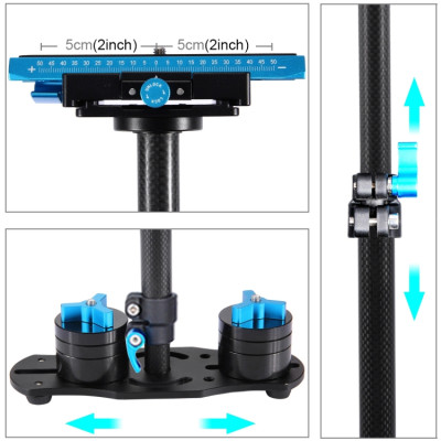 PULUZ 38,5-61 cm carbon handheld stabilizer for DSLR and DV digital video and cameras, load range: 0,5-3 kg (blue)