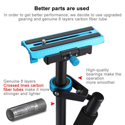 PULUZ 38,5-61 cm carbon handheld stabilizer for DSLR and DV digital video and cameras, load range: 0,5-3 kg (blue)