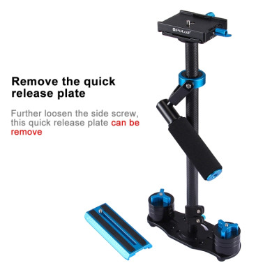 PULUZ 38,5-61 cm carbon handheld stabilizer for DSLR and DV digital video and cameras, load range: 0,5-3 kg (blue)