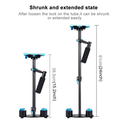 PULUZ 38,5-61 cm carbon handheld stabilizer for DSLR and DV digital video and cameras, load range: 0,5-3 kg (blue)