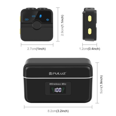 PULUZ SmartLink WS300 Magnetic lavalier wireless microphone with charging case, Type-C RX receiver and 2 microphones
