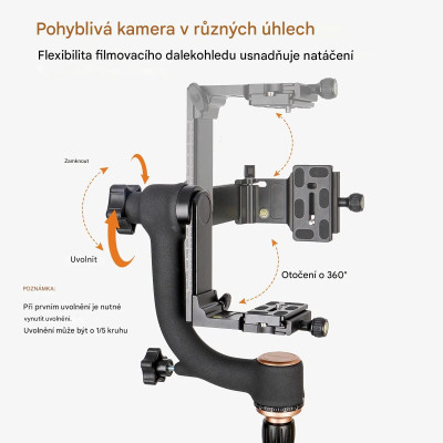 Robustní Gimbálová hlava QZSD Q45S, nosnost 20 kg