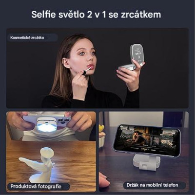 M27 Magnetické selfie LED světlo kompatibilní s MagSafe iPhonem, skládací LED, stojánek