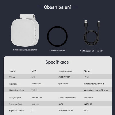 M27 Magnetické selfie LED svetlo kompatibilné s MagSafe iPhone, skladacia LED dióda, stojan