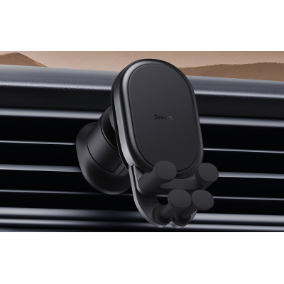 Stabilný gravitačný držiak bezdrôtového nabíjania do auta Baseus Pro 15W (čierny), do mriežky ventilácie