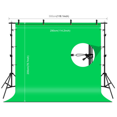 Puluz 2x3 m photo background mounting kit / stand + 3 photo backgrounds PKT5205