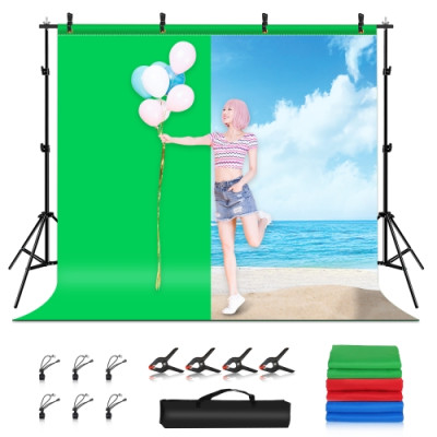 Puluz 2x3 m photo background mounting kit / stand + 3 photo backgrounds PKT5205
