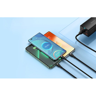 USB kabel 3v1 Baseus Flash Series, USB-C + micro USB + Lightning, 100W, 1,2 m (černý)