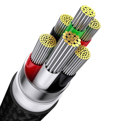 Kábel USB 3 v 1 zo série Baseus Flash, USB-C + micro USB + Lightning, 100 W, 1,2 m (čierny)