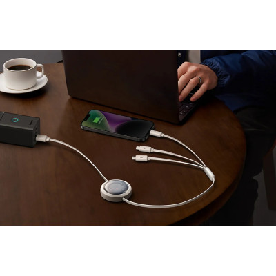 Baseus Free2Draw 3-in-1 Quick Charging Cable, USB to micro USB+USB-C+Lightning, 3.5 A, 1.1 m (white)