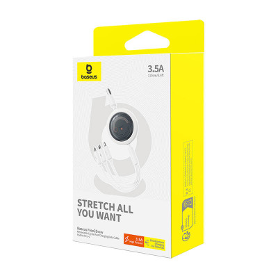 Rýchlonabíjací kábel Baseus Free2Draw 3 v 1, USB na micro USB+USB-C+Lightning, 3,5 A, 1,1 m (biely)