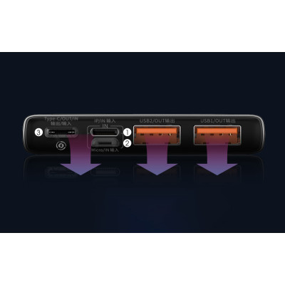 Powerbanka Baseus Adaman Metal, 10000mAh, 2xUSB, USB-C, Lightning, MicroUSB 22,5W (černá)