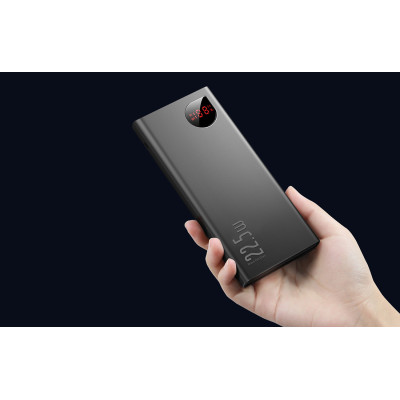 Powerbank Baseus Adaman Metal, 10000mAh, 2xUSB, USB-C, Lightning, MicroUSB 22,5W (čierna)