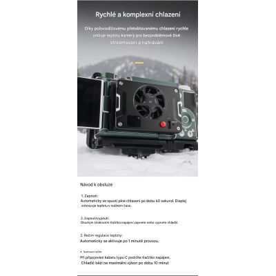 Externí chladicí ventilátor pro fotoaparáty, JN-108 pro Fuji, Nikon, Sony