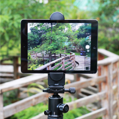 Adjustable holder for tablet, ipad, phone, tripod mount with 1/4" screw