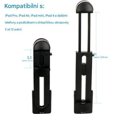 Nastaviteľný držiak pre tablet, ipad, telefón, držiak na statív so skrutkou 1/4"