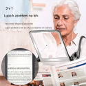 Reading magnifier, 3 V 1 neck suspension, led light, stand