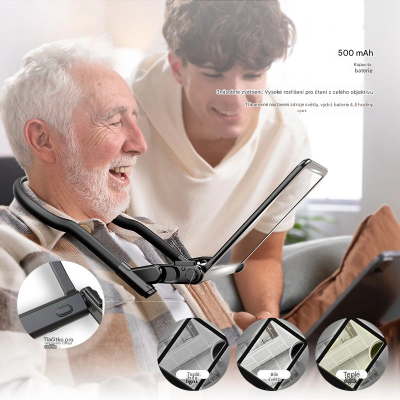 Reading magnifier, 3 V 1 neck suspension, led light, stand
