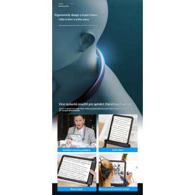 Lupa na čtení, zavěšení na krk  3 V 1, led přisvícení, stojánek